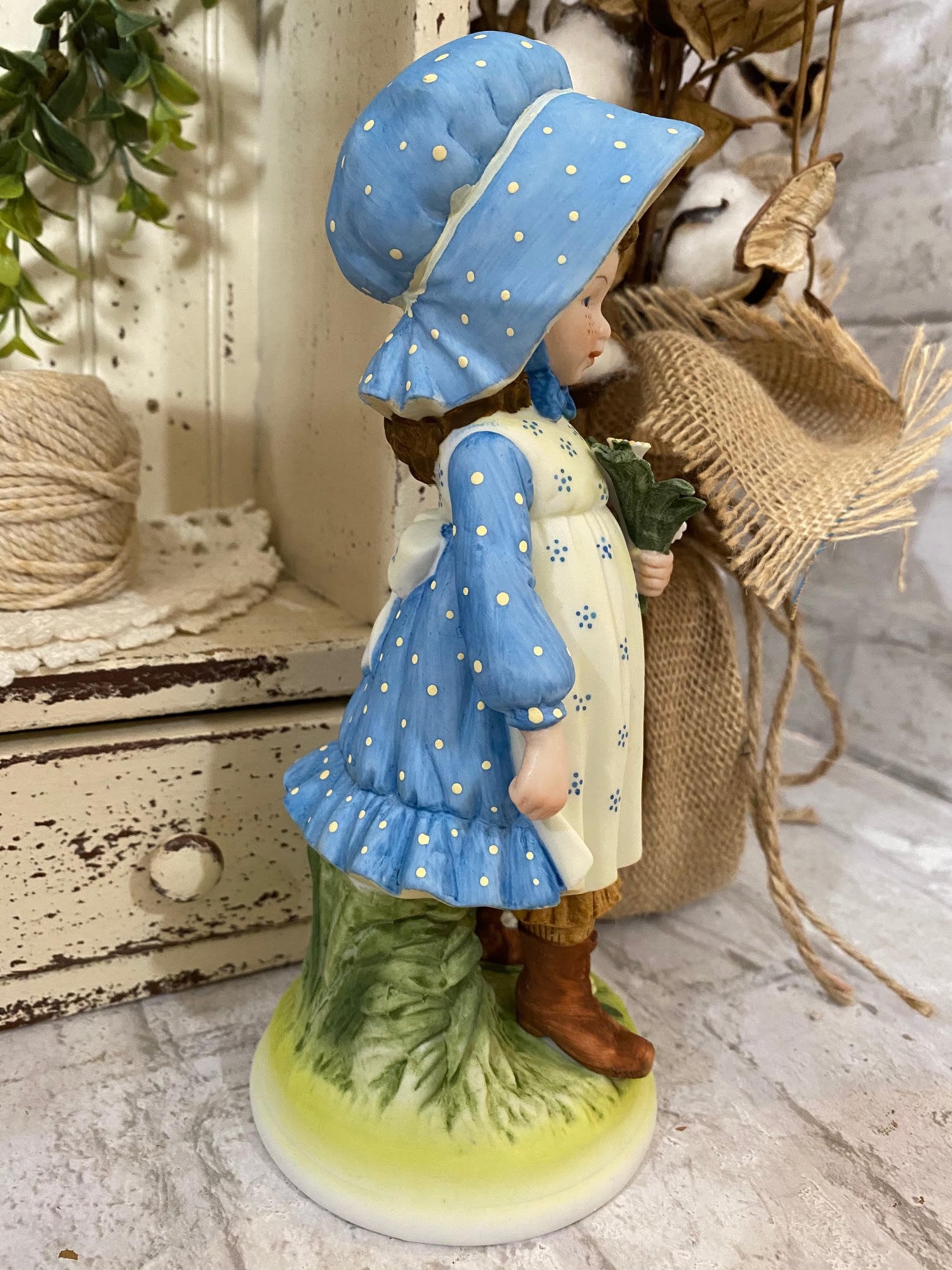 Vintage 1973 Holly Hobbie Porcelain Bisque Doll Figurine With Etsy