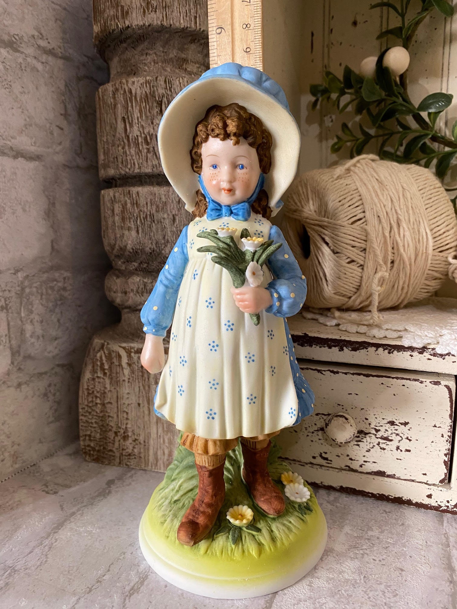 Vintage 1973 Holly Hobbie Porcelain Bisque Doll Figurine With Etsy