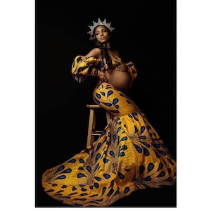 Ankara maternity set, Africa print maternity 2piece, pregnancy photoshoot set, African maternity dress, African print dress, Ankara  gown