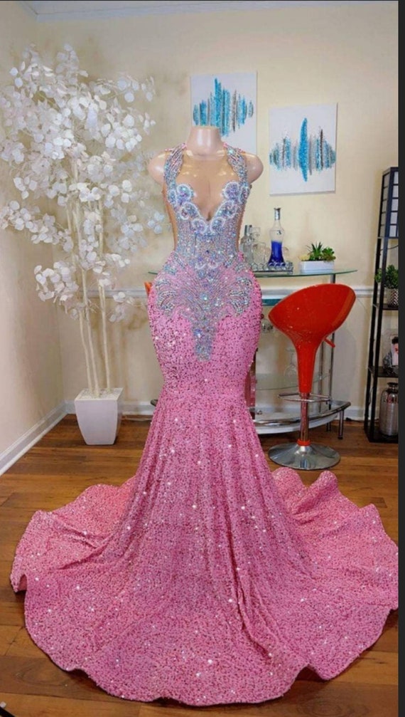 pink rhinestone dress