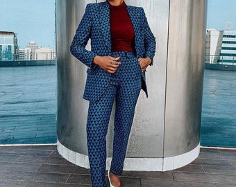 African print suit African wax suit Ankara pants and blazer African duster African 2 piece for women African wax kimono matching top & pants