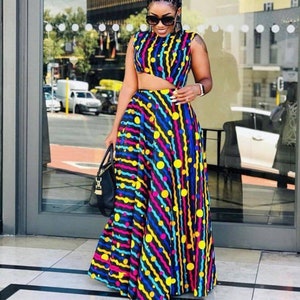 African maxi dress ankara dress Ankara cloth African wax Ankara design African dress for women African fashion Ankara gathered maxi dress image 2