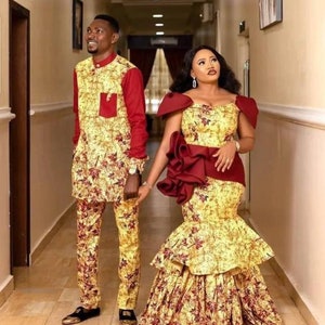 African wedding set African couple matching set Ankara dress African wedding  anniversary outfit Ankara couple set African couple attire