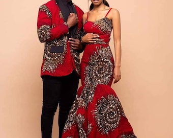 African couple matching set Ankara couple clothing African couple wedding outfit Ankara matching set for couples African couple attire