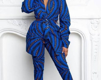 Ankara Jacke und Hose Afrikanischer Blazer und Hose Afrikanischer Staubsauger Afrikanischer Zweiteiler für Frauen Afrikanischer Print Kimono & Hose Ankara Anzug Set