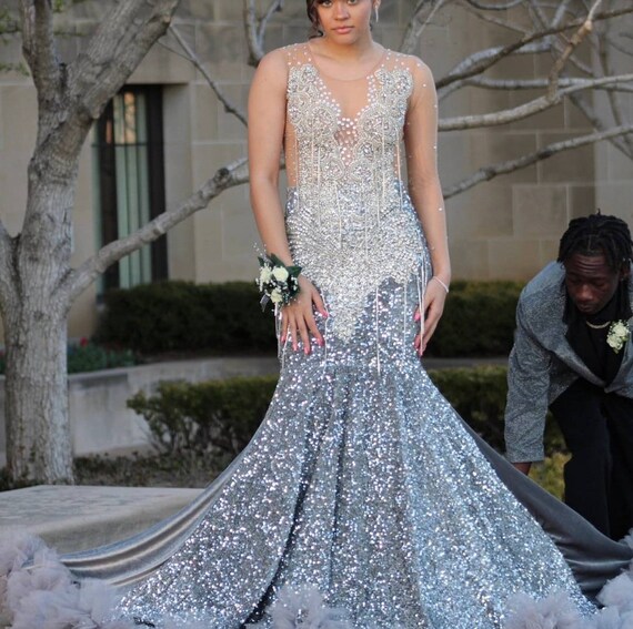Robe sirene paillette mariage sale