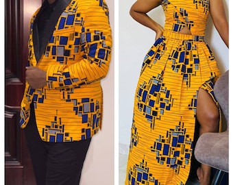 African clothing African wax suit African matching set for couple Ankara suit African wedding set Two piece 4 couple Ankara couple attire