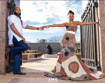 African couple matching set Ankara dress African wax print Ankara couple outfit African wedding set Ankara matching set for couples