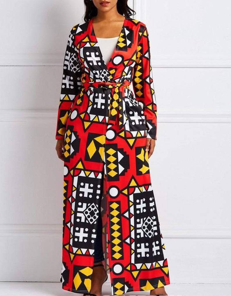 african print duster coat