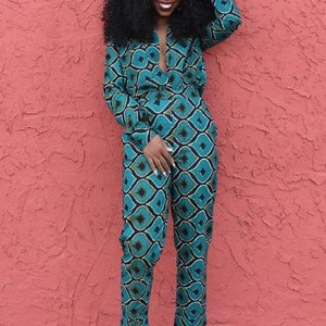 African wax tops and pants Ankara pants Ankara two piece African wax two piece African clothing 4 women African wax print African wax pants