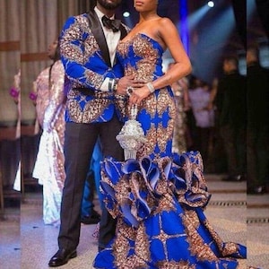 Conjunto africano a juego de dos piezas para pareja Conjunto a juego de Ankara para pareja Ropa africana para pareja Traje de pareja africana