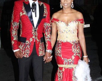 African wedding outfit Ankara couple matching set African clothing for couples couple anniversary outfit Ankara print couple couple 2piece