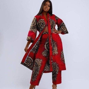 African kimono & pants Ankara kimono African 2piece set Ankara matching set African styles 4 women African print kimono African print pants