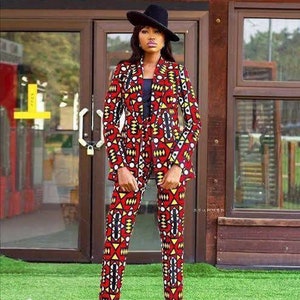 African wax suit Ankara suit set African print suit Ankara jacket for women African jacket and pants African clothing for women African wax
