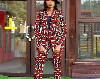 African wax suit Ankara suit set African print suit Ankara jacket for women African jacket and pants African clothing for women African wax