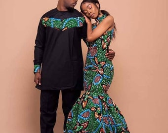 African couple matching set Ankara couple set Ankara couple attire African matching outfits for couples African wedding anniversary outfit