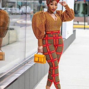 D Ng set African wax print Ankara 2piece set African print Tops African print pants 2piece set Ankara tops Ankara pants African Women outfit