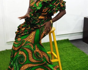 Vestido de sereia africano, vestido maxi de ancara, vestido de baile africano, vestido de casamento africano, roupas femininas africanas, vestido de baile de ancara, moda africana
