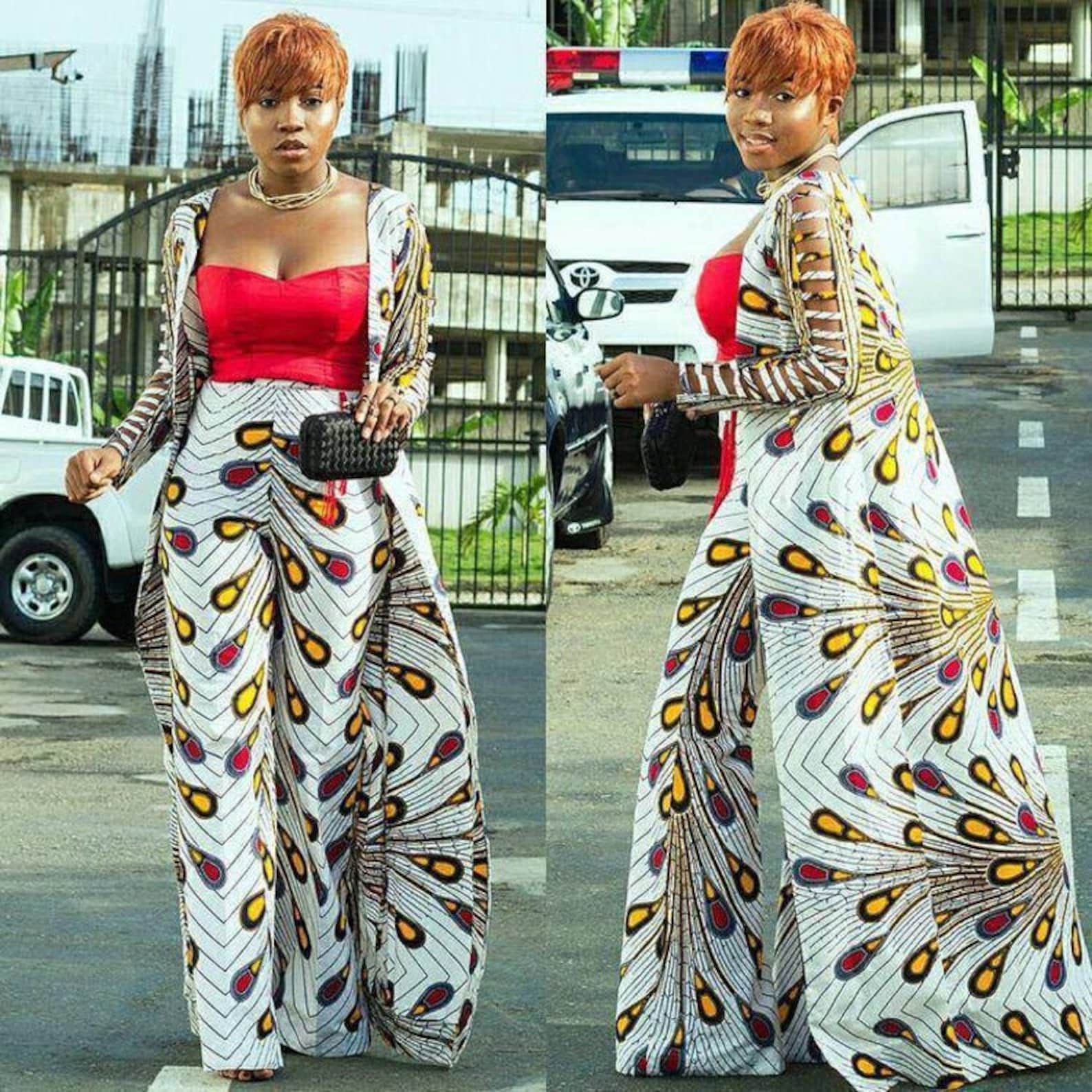 African Print Kimono & Pants Ankara Kimono African 2piece Set Ankara ...