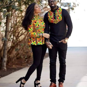 African Couple Outfit Ankara matching set for couples African Wedding Anniversary Outfit Couple Kente dress Ankara two piece 4 couples