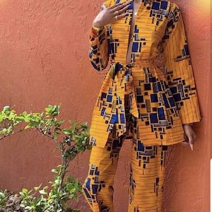 African wax blazers and pants Ankara pants and jacket 2 piece set African print 2 piece set Ankara pants set African wax pants & kimono set