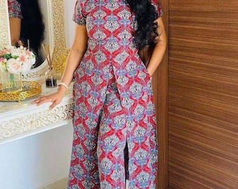 Set coordinato Ankara, set africano in due pezzi, top e pantaloni Ankara, top africano, pantaloni Ankara, stampa in cera africana, abbigliamento africano per le donne