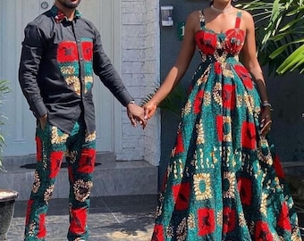 African wedding outfit Ankara couple matching set African clothing 4 couples African couple anniversary out Ankara couple African attire