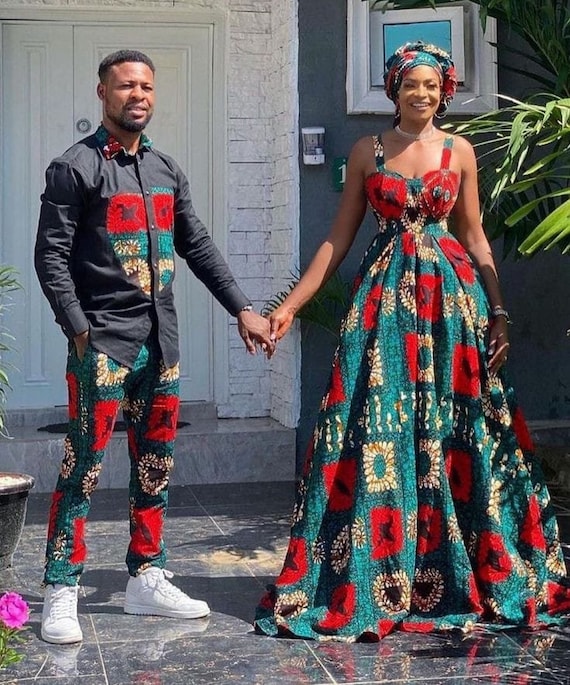 African Wedding Outfit Ankara Couple Matching Set African Clothing