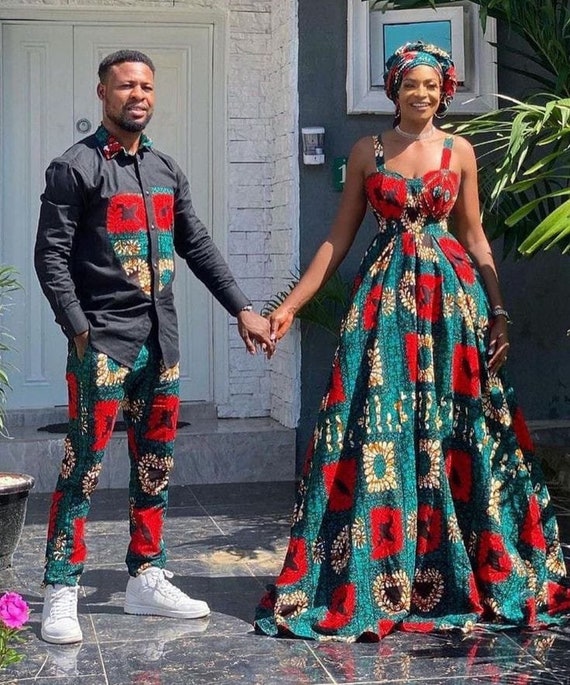 African Wedding Outfit Ankara Couple Matching Set African Clothing