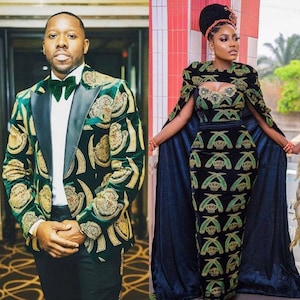 Couples Isiagu wedding, Isiagu Igbo couples traditional marriage attire, Ankara matching set, Igbo bride gown Couple anniversary outfit