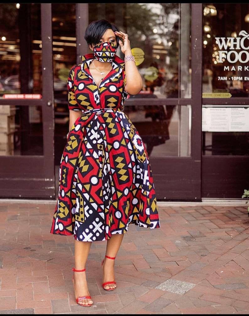 Ankara dress African wax dress Ankara kente print Ankara midi/maxi dress African clothing 4 women African print African fashion Ankara desig