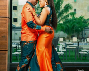 African print couples African wedding set African anniversary Outfit Couple Ankara set Ankara matching set for couples African couple outfit