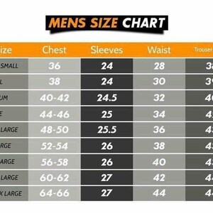 K&ouml;nnte beinhalten: Eine Gr&ouml;&szlig;entabelle f&uuml;r Herrenbekleidung mit Ma&szlig;en in Zoll f&uuml;r Brust, &Auml;rmel, Taille und Hosenl&auml;nge. Die Tabelle umfasst Gr&ouml;&szlig;en von extra klein bis extra extra extra gro&szlig;.