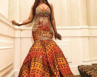 African print dress Ankara mermaid dress African women outfit African prom dress Ankara prom dress African wax dress Ankara maxi gown dress