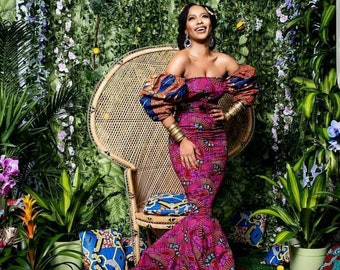 Vestido de sereia africano vestido maxi de ancara roupa feminina africana vestido de baile roupas africanas para mulheres roupa feminina africana vestido de baile de ancara