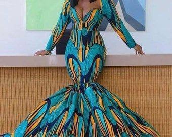 African print dress Ankara dress African prom dress Ankara mermaid dress African women outfit Ankara prom dress African fashion Ankara cloth