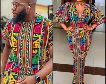 Couples matching African outfit, African couples matching set, Ankara outfit for couples, African men shirt African dress, Ankara dresses