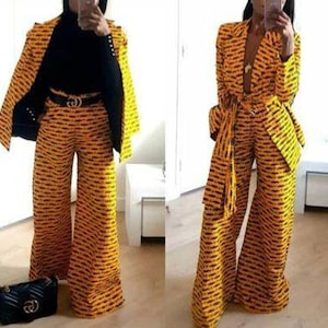 African print jacket 2 piece for women, African print blazer, Ankara wide leg pants 4 women, best jacket 4 women, Ankara duster and trousers