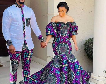 African couple matching set Ankara dress African wedding set African wedding anniversary outfit Couple African matching set African fashion