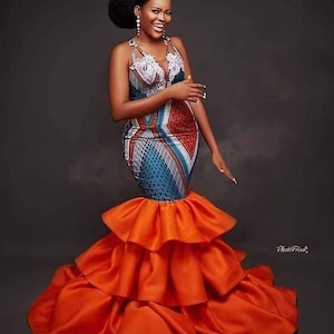 African couture gown Ankara mermaid dress African prom dress Ankara dresses African maxi dress Ankara mermaid dress African wedding dress
