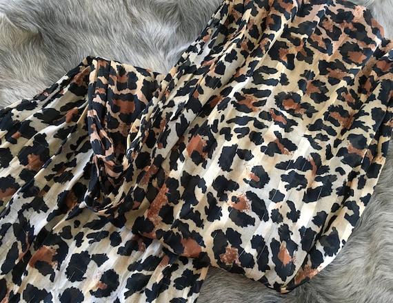 Silk Leopard Print Scarf - image 4