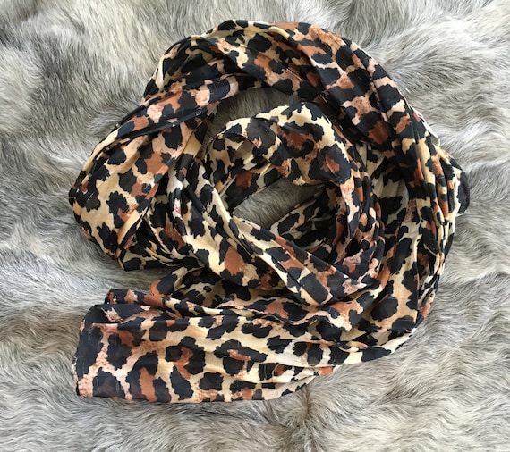 Silk Leopard Print Scarf - image 1