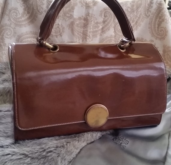 Vintage 1930s - 1940's era Brown Patent Leather To