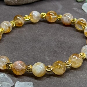 Citrine Gemstone Bracelet - 6.75in – Flexible Stackable Beaded Bracelet for Abundance & Joy