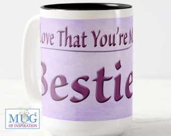Belle 15 oz. Mug avec un message inspirant spécial pour votre sœur : « J'aime que tu sois ma sœur » et une photo de fleur d'art.