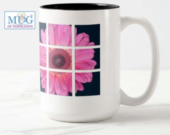 Belle 15 oz. Mug avec un message inspirant spécial pour votre sœur : « J'aime que tu sois ma sœur » et une photo de fleur d'art.