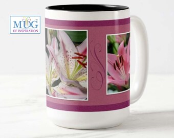Tasse d'amoureux des fleurs ; mug avec Lillies, cadeau pour jardiniers, cadeau pour femme ; cadeau pour homme ; belle tasse de fleurs de Lilly ; tasse fleurie ; cadeau fête des mères