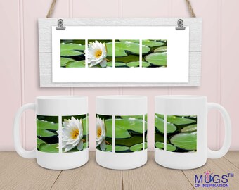 Belle 15 oz. tasse Nénuphars ; cadeau pour les amateurs de fleurs ; cadeau pour femme, cadeau pour meilleure amie ; cadeau pour sœur ; cadeau de fête des mères ; tasse florale