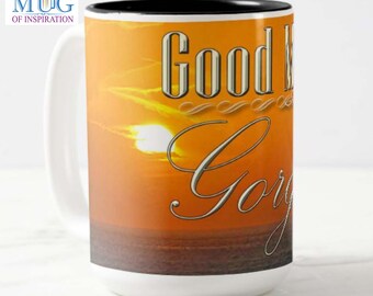 Mug photo coucher de soleil ; bonjour magnifique ; cadeau pour femme ; cadeau pour des amis ; cadeau pour petite amie, cadeau pour conjoint,