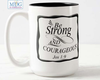 Soyez forts et courageux Mugs de Zazzle.be Liste d'envies Vous avez des idées ? Joshua 1:9, tasse à café | Tasse chrétienne | Tasse de vers de la Bible | Mug inspirant, cadeau homme | cadeau femme